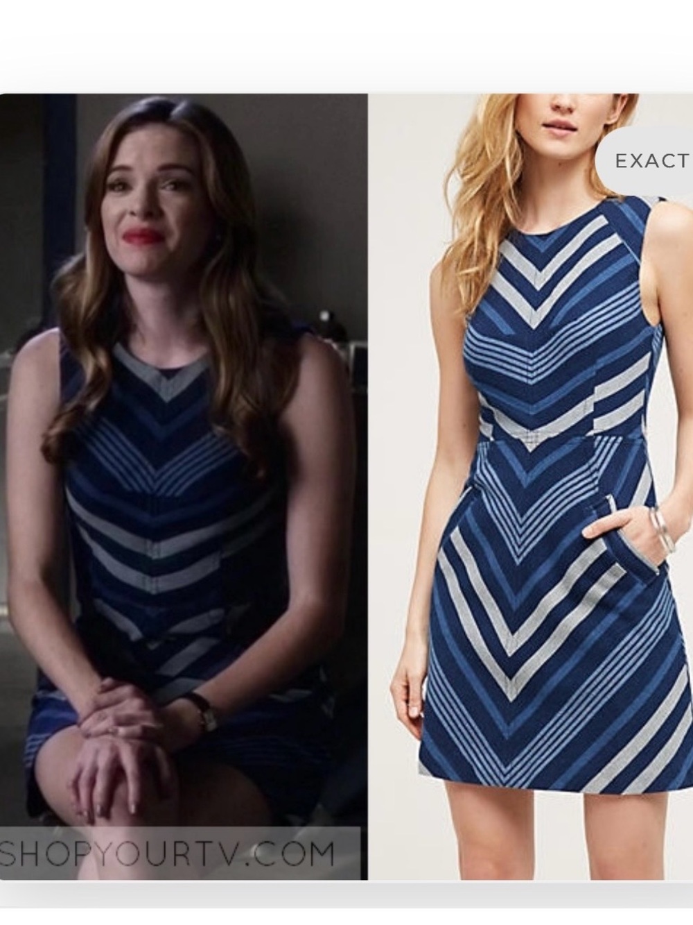 NWT Anthropologie Maeve Antonia Chevron Striped Dress Blue Size 12